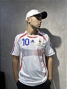 Camisa Retrô Seleção França Away 2006 Zidane/10 Adidas Masculina - Branca