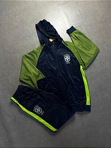 CONJUNTO DE TREINO BRASIL CONFEDERAÇÃO AZUL/VERDE LIMÃO