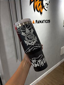 COPO TÉRMICO CORINTHIANS GEOMÉTRICO PRETO