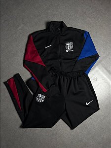 CONJUNTO DE TREINO BARCELONA PRETO/VINHO/AZUL