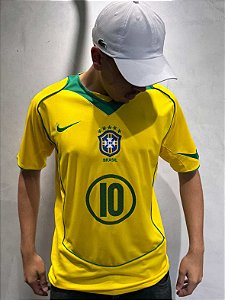 Camisa Brasil Amarela Total 90 - Ronaldinho 10 Retrô 2005