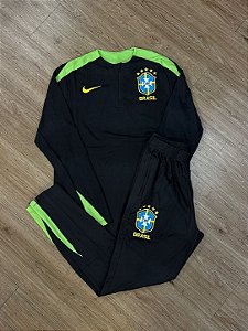CONJUNTO DE TREINO BRASIL PRETO/VERDE MODELO JOGADOR