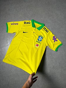Camisa Brasil Polo De Treino - Amarela