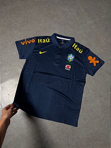 Camisa Brasil Polo De Treino - Azul Escuro