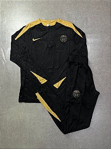 CONJUNTO DE TREINO PARIS SAINT GERMAIN PRETO/DOURADO