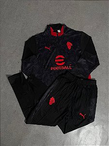 CONJUNTO DE TREINO MILAN PRETO/VERMELHO 2025/26