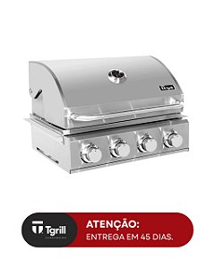 Churrasqueira a gás em inox embutir ou bancada 4 queimadores
