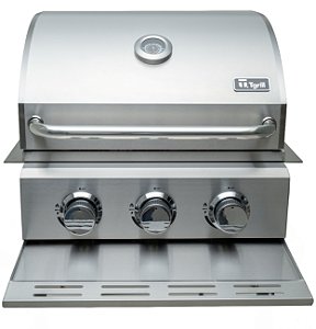 Churrasqueira a gás em inox embutir ou bancada 3 queimadores