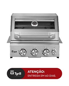 Churrasqueira a gás em inox 3 queimadores visor e infrared