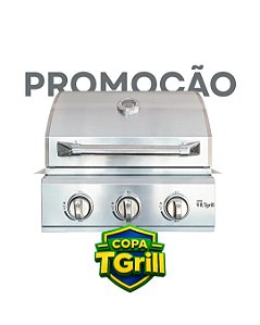 Churrasqueira a gás INOX 304 embutir ou bancada 3 queimadores