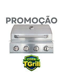 Churrasqueira a gás AÇO INOX 304 embutir ou bancada 4 queimadores