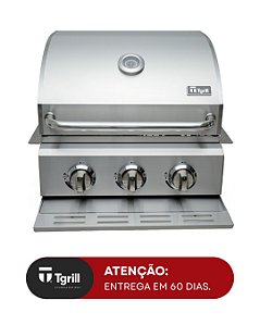 Churrasqueira a gás em inox 3 queimadores modelo Supreme