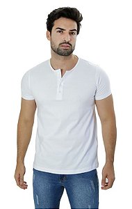 Camiseta Básica Henley Branca