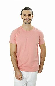 Camiseta Básica Gola Redonda Lisa Rosa Queimado