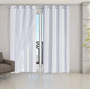 Cortina Pratika 4,20m x 2,70m Lisa Cromo Bella Janela