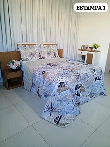 Kit Cobre-Leito Micropercal Estampado Casal Dupla Face