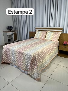 Kit Cobre-Leito Micropercal Estampado Queen Dupla Face
