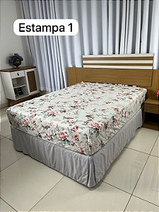 Lençol Casal Estampado com Elástico Toque de Seda