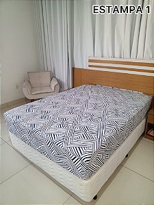Lençol Casal Estampado com Elástico  Toque de Seda