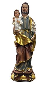 Imagem de Resina de São José com o Menino Jesus no Colo — 20 cm