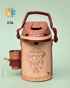 Garrafa térmica de couro Calvário - 2,5 litros