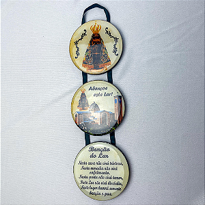 Adorno de Porta Nossa Senhora Aparecida com Benção do Lar triplo