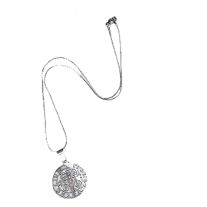 Colar em Aço Inoxidável Prata com Medalha de São Bento Vazado