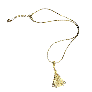 Colar de Aço Inox Dourado com Pingente de Nossa Senhora Aparecida com Detalhe Cravejado