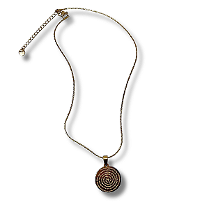 Colar de Aço Inox Dourado com Medalha redonda com Oração do Pai Nosso