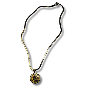 Colar de Aço Inox Dourado com Medalha de São Bento Lisa