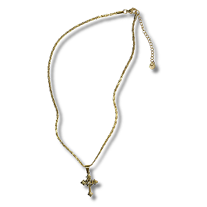 Colar em Aço Inox de Crucifixo com Detalhe de Ponto de Luz