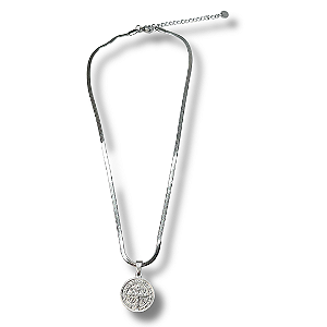 Colar de São Bento em aço inox Prateado - Unissex 20cm