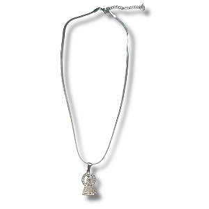 Colar em Aço Inox com Pingente de Nossa Srª. Aparecida Cravejado - 21cm