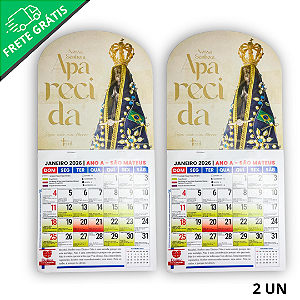 Kit com 2 calendário Católico Nossa Senhora Aparecida - 2026