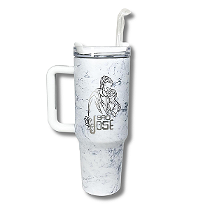 Copo Térmico Marmorizado Branco de São José - 1,2L