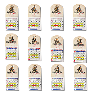 Kit com 12 Calendário de Santa Rita de Cássia 2026 - Atacado
