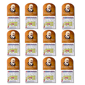 Kit com 12 Calendário de São Padre Pio 2026 - Atacado