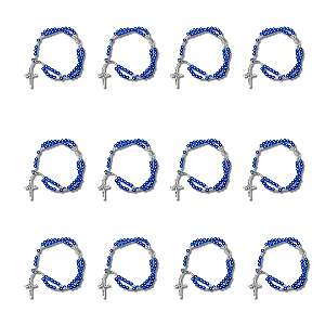Kit com 12 Terço de Pulso Perolado Azul de N. S. Aparecida - Atacado