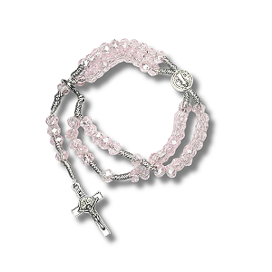 Terço de Pulso de Cristal com Medalha de São Bento - 22CM