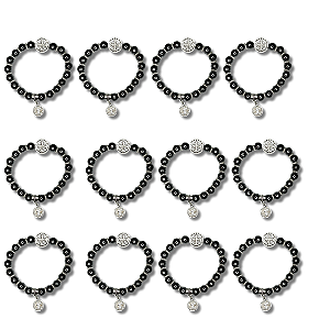 Kit com 12 Pulseira de Hematita com Medalha de São Bento - Atacado