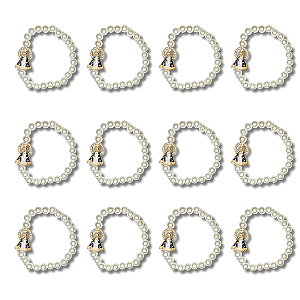 Kit com 12 Pulseira de Miçanga Perolada Branca com Nossa. Sra. Aparecida - Atacado