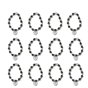 Kit com 12 Pulseira de Hematita com Pingente de Fé - Atacado