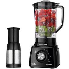 Liquidificador Mondial Turbo Power L-99 FB Preto com Filtro 3 Velocidades 550W