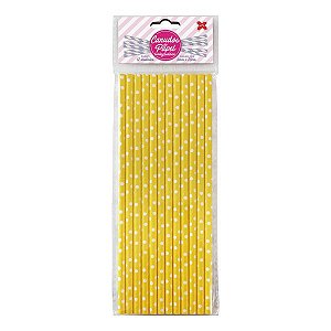 CANUDO DE PAPEL 6MMX200MM C/12-AMARELO E BRANCO-BOLINHAS