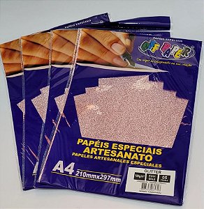 PAPEL GLITTER ROSE GOLD A4 180G 5 FLS