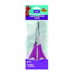 TESOURA ESCOLAR 13CM CABO CORES - 1 UND