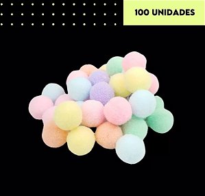 POMPOM POLIESTER 14mm - CORES PASTEIS - 100 und