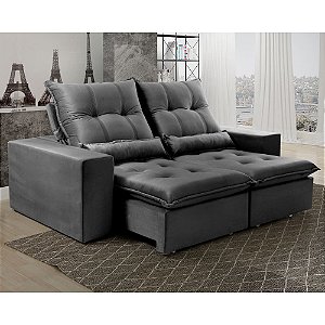Sofá Retrátil e Reclinável 1,90m Platina Vivaro Decor Suede Cinza