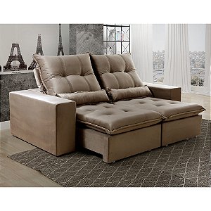 Sofá Retrátil e Reclinável 1,90m Platina Vivaro Decor Suede Capuccino