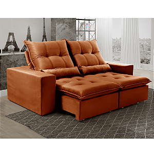 Sofá Retrátil e Reclinável 1,90m Platina Vivaro Decor Suede Terracota